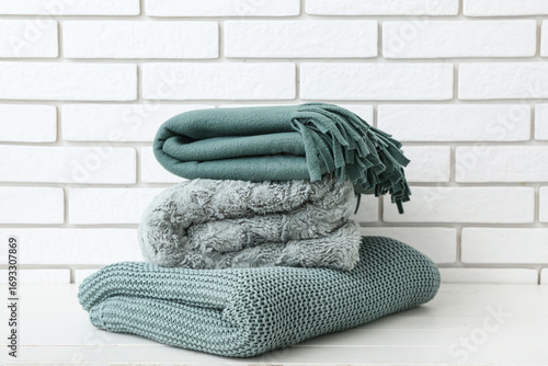 New soft folded blankets on...