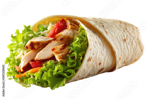 Grilled chicken wrap with fresh vegetables