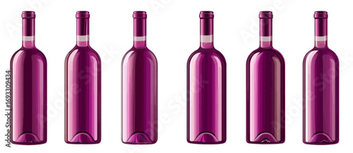 In a modern geometric style, an abstract art composition is formed by a collection silhouette vinebottle in a different form, isolated on a white background, which can be utilized as a minialistic