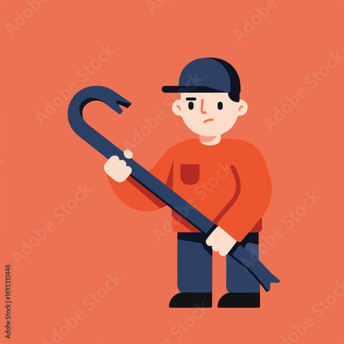 Man holds crowbar
