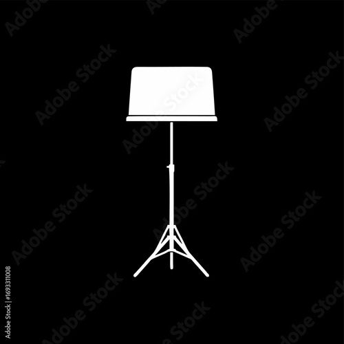 Monocolor vector silhouette of a music stand, simple vector.