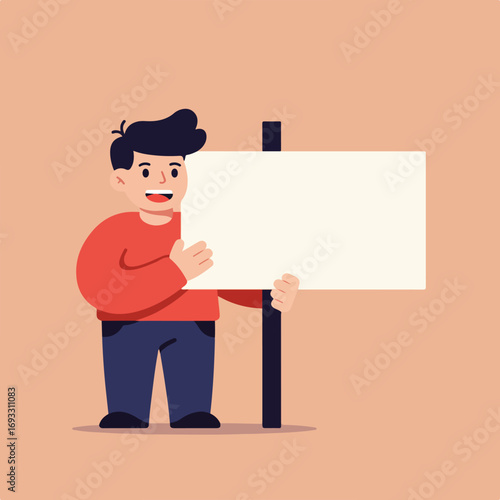 Boy with blank sign