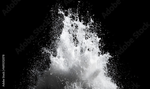 water in dynamic motion, isolated on black background for commercial use.