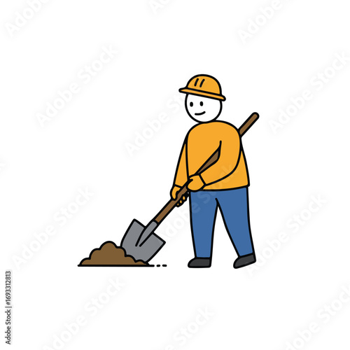 Cartoon builder digging