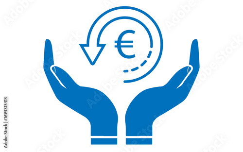 Two hands protecting euro symbol, save euro symbol png