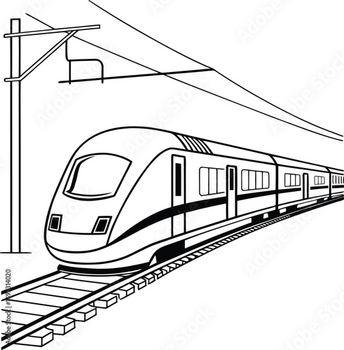 Modern flat illustration of a high speed train silhouette