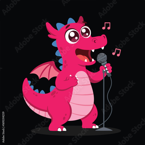 Cartoon dragon sings