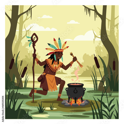Shaman brews potion