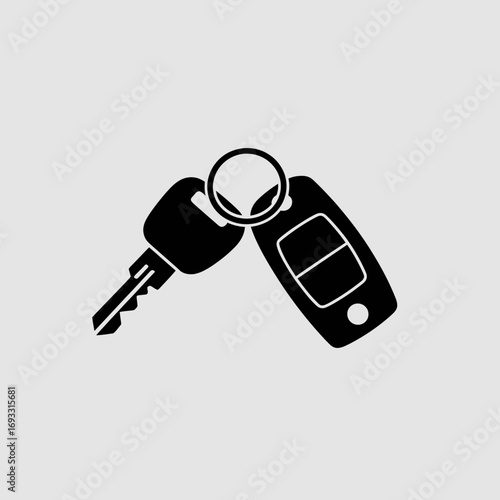 Car Key Icon – Vehicle Keychain and Remote Control Silhouette Vector