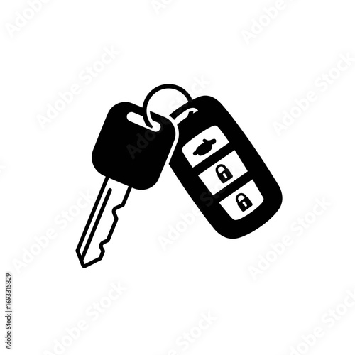 Car Key Icon – Vehicle Keychain and Remote Control Silhouette Vector