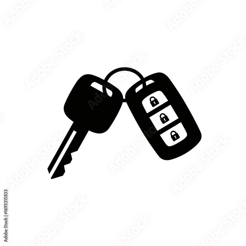 Car Key Icon – Vehicle Keychain and Remote Control Silhouette Vector