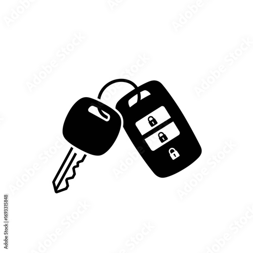 Car Key Icon – Vehicle Keychain and Remote Control Silhouette Vector