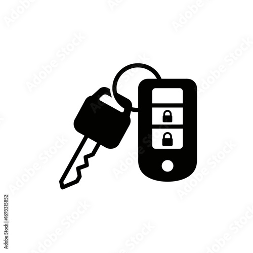 Car Key Icon – Vehicle Keychain and Remote Control Silhouette Vector