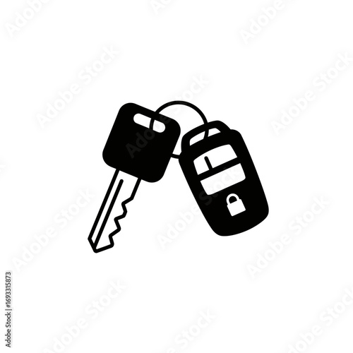 Car Key Icon – Vehicle Keychain and Remote Control Silhouette Vector
