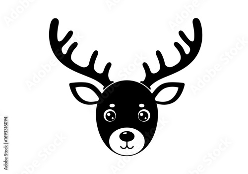 Cute Reindeer Icon – Christmas Deer Head Silhouette Vector Illustration