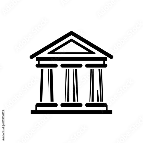 Bank Building Icon – Government Institution Classical Pillars Vector Illustration