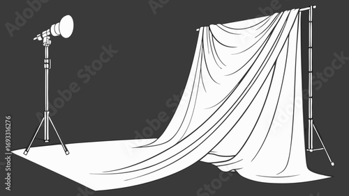 Studio Photography Setup Lighting and Backdrop Illustration.