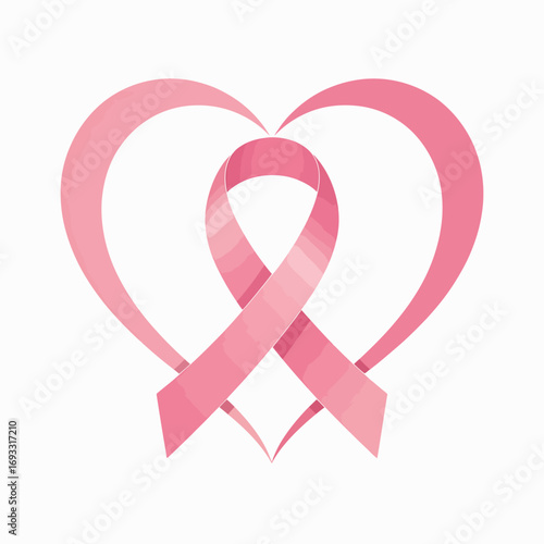 A visually appealing image showcasing a stylish pink heart and ribbon design, emphasizing love and support in a modern, artistic manner for various campaigns.