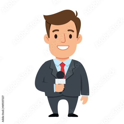 Cartoon reporter with microphone