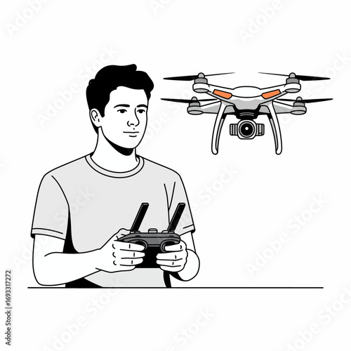 A young drone pilot carefully controlling their device, showcasing the blend of technology, focus, and excitement inherent in modern drone flying experiences.