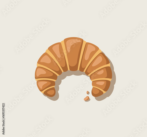 A beautifully rendered illustration of a croissant, showcasing its flaky layers and golden-brown color against a subtle cream background, emphasizing its delicious texture.