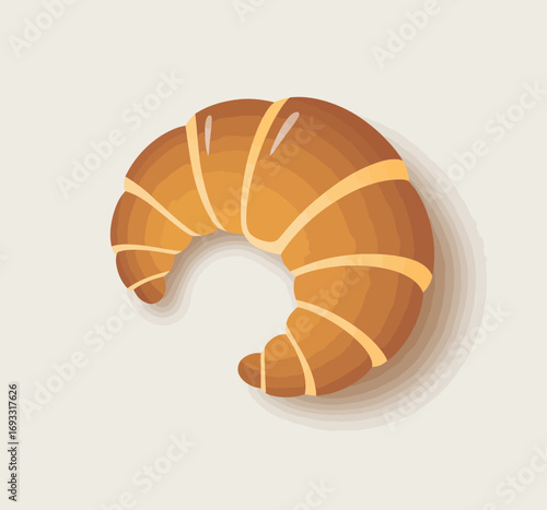 A stylized illustration of a croissant, artistically highlighting its vibrant colors and curled shape, ideal for representing indulgence and culinary delight in design.