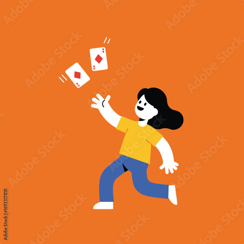Person tosses cards