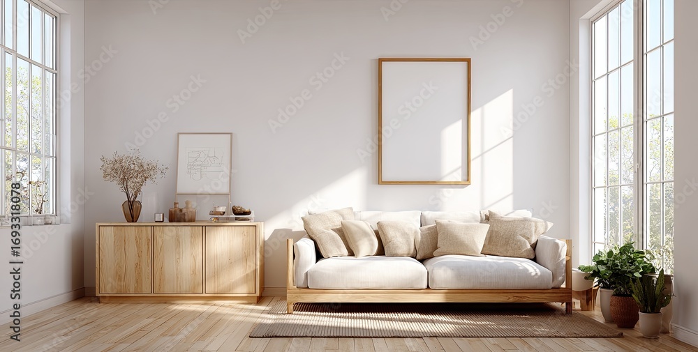 Fototapeta premium Modern minimalist living room (2)