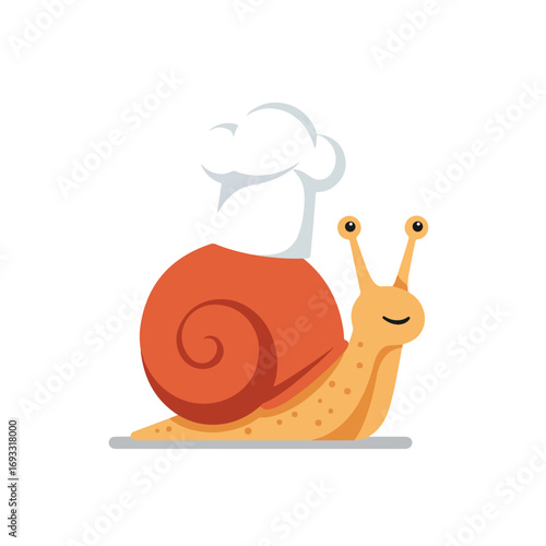Chef Snail A snail wearing a white chef hat, smiling with a brown shell