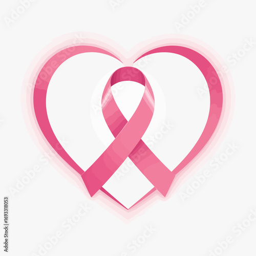 This radiant design combines a heart shape and a pink ribbon, symbolizing awareness and support for causes focused on love, health, community, and togetherness.