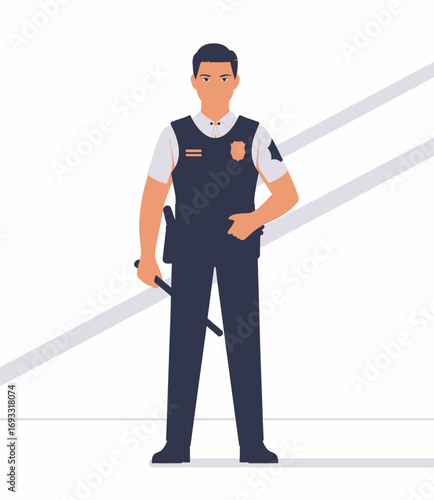 This illustration depicts a determined police officer, ready to ensure safety and security in the community, emphasizing the importance of law enforcement.