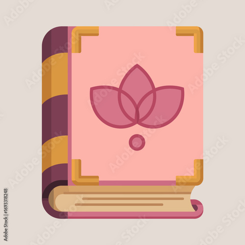 A visually striking pink book featuring a stylized lotus design, symbolizing enlightenment and peacefulness, perfect for any reader interested in spirituality and growth.