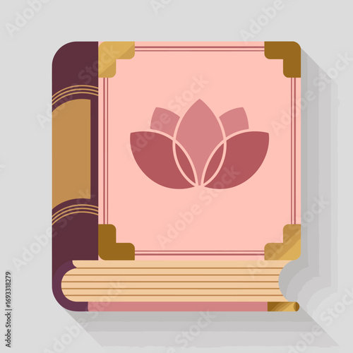 A stylish pink book showcasing unique lotus cover art, representing serenity and inspiration, ideal for those seeking to explore profound spiritual and literary topics.