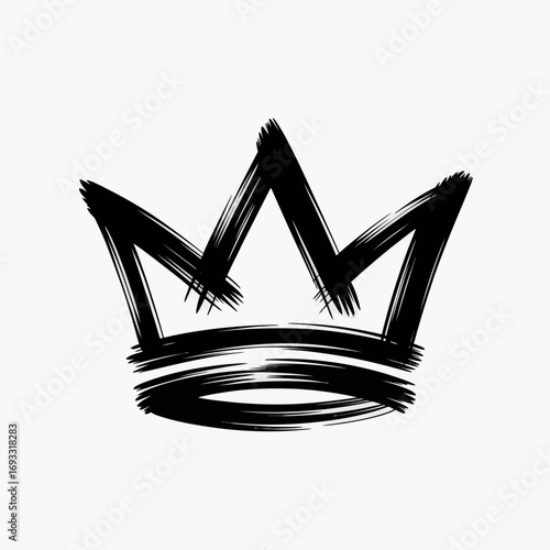 A bold and artistic representation of a crown, crafted with dynamic brush strokes, symbolizing power and royalty in a contemporary abstract style.