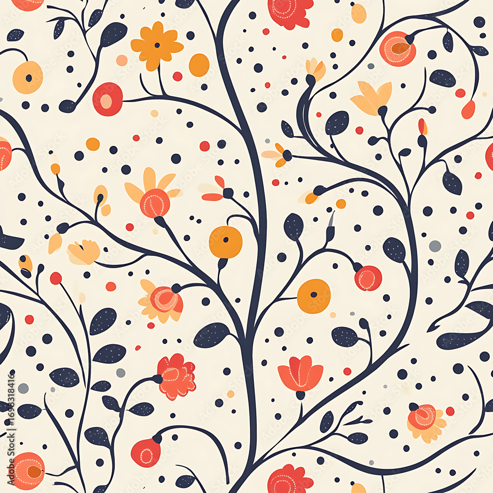 Seamless tile patterns combining cultural, modern, and botanical inspirations for commercial vector. Seamless tile patterns combining cultural, modern, and botanical inspirations for commercial vector.