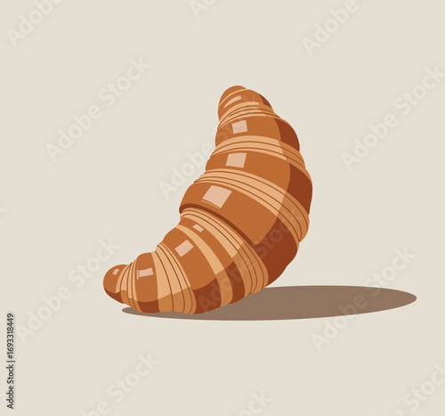 An illustration of a uniquely designed croissant with bold lines and textures, emphasizing its delightful curve and layers, perfect for use in modern culinary visuals.