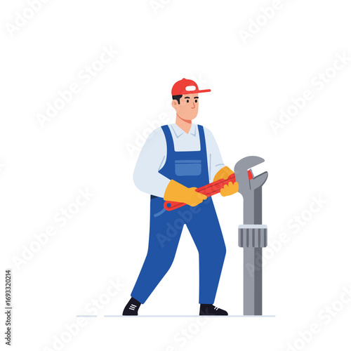 Repairman with wrench