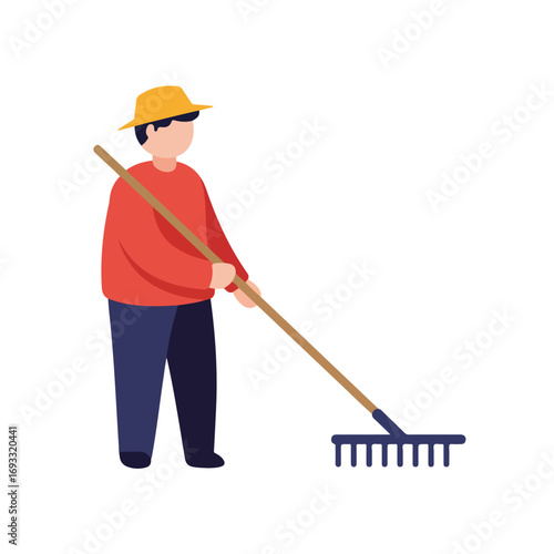 Raking Gardener