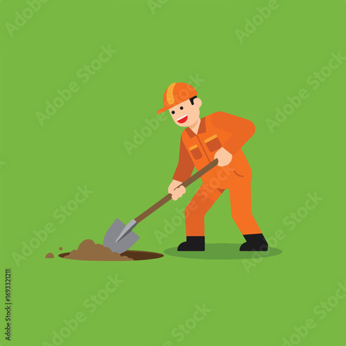 Worker digging