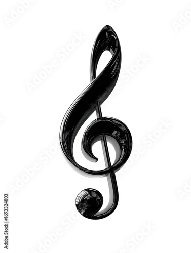 3D stylized treble clef, black
