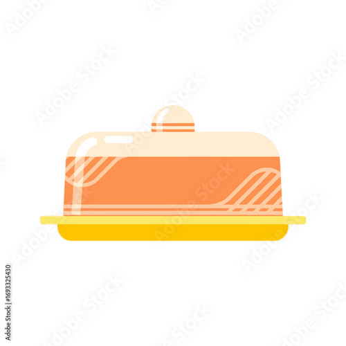 vector illustration of a cake on a serving platter with a glass cloche for a festive Thanksgiving holiday dessert presentation.