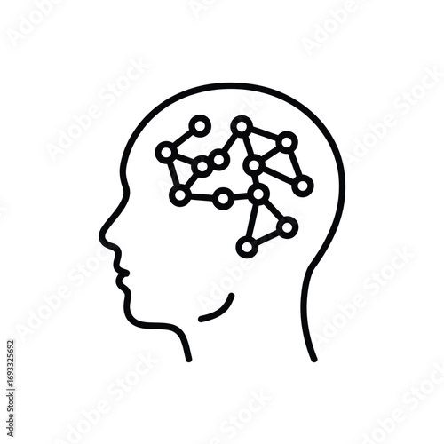 Abstract neural network representation inside human head outline