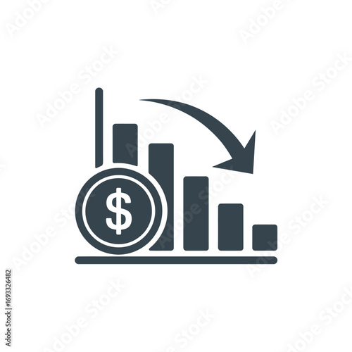 Financial chart showing dollar value decline