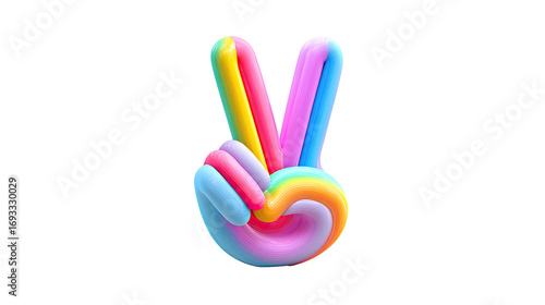 Vibrant, colorful peace sign hand gesture