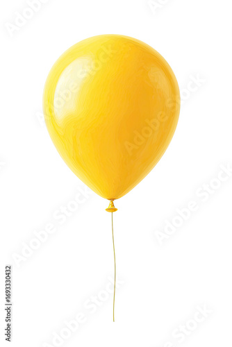 Single bright yellow balloon, isolated against black background.  Glossy, smooth surface. 