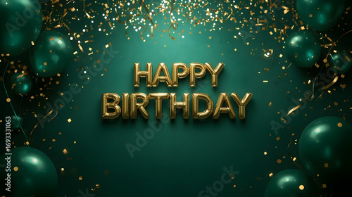 Happy Birthday Luxury Emerald & Gold