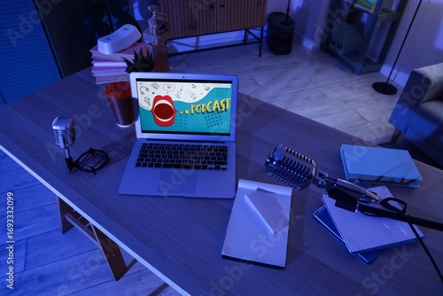 Podcaster's workplace with ...