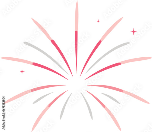 Abstract Pink and Gray Fireworks Burst Design Element