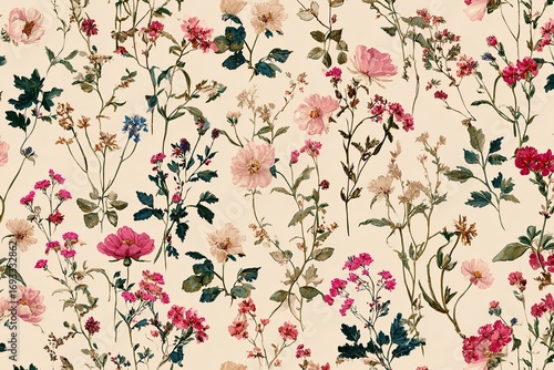 Delicate floral pattern on a cream background