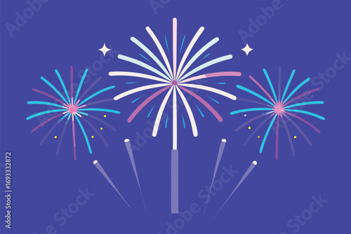 Colorful Fireworks Display Celebration Festive Design Element